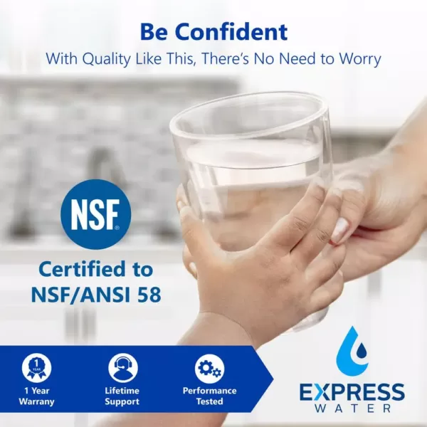 Express Water Express Water Reverse Osmosis 5 Stage Water Filtration System – NSF Certified – Faucet, Tank and 4 Filters – 100 GPD