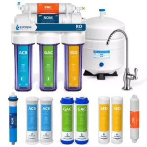 Express Water Express Water Reverse Osmosis 5 Stage Water Filtration System – with Faucet, Tank, and 4 Replacement Filters – 50 GPD