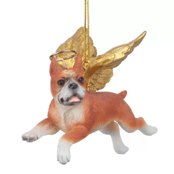 Design Toscano 3 in. Honor the Pooch Boxer Holiday Dog Angel Ornament