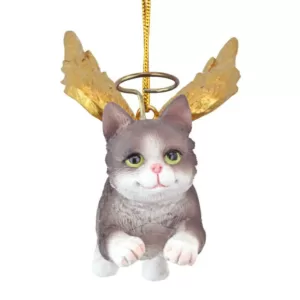 Design Toscano 2.5 in. Honor the Feline Grey Tabby Holiday Cat Angel Ornament