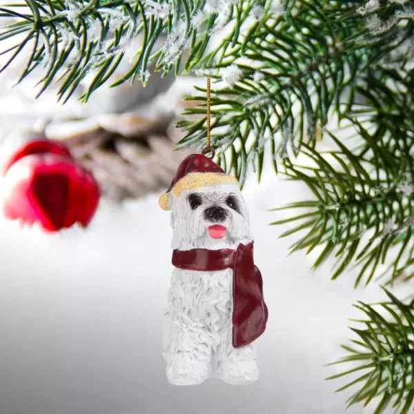 Design Toscano 3.5 in. Maltese Holiday Dog Ornament Sculpture