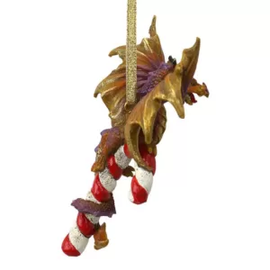 Design Toscano 5 in. Cane and Abel the Dragon 2017 Holiday Ornament