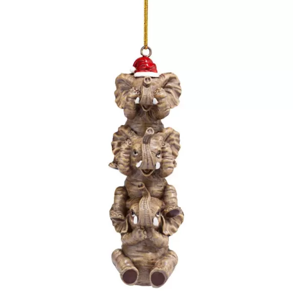 Design Toscano 5 in. See, Speak, Hear No Evil Elephant Holiday Ornament