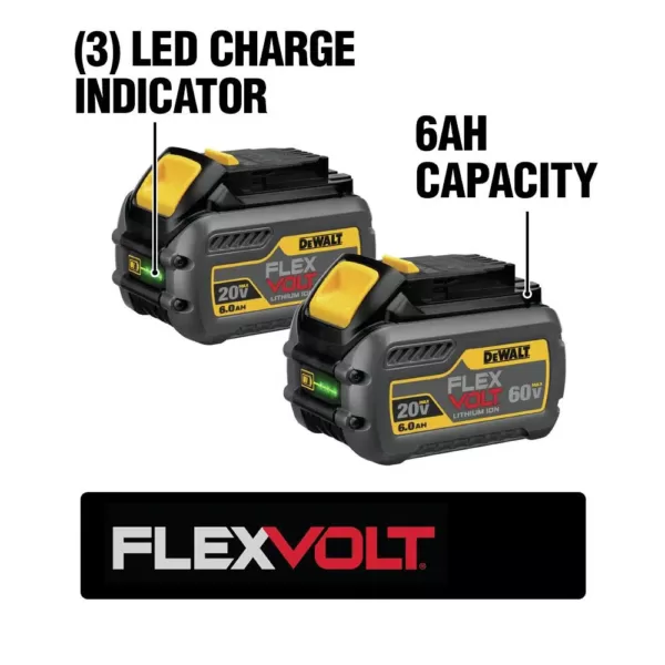 DEWALT FLEXVOLT 60-Volt MAX Cordless Brushless 7-1/4 in. Circular Saw, (2) FLEXVOLT 6.0Ah Batteries & 1/4 in. Impact Driver
