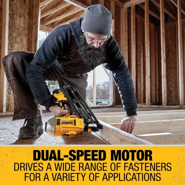 DEWALT 20-Volt MAX Lithium-Ion Cordless Brushless 2-Speed 30° Paper Collated Framing Nailer with 4Ah Battery and Charger