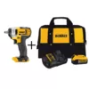 DEWALT 20-Volt MAX Cordless 3/8 in. Impact Wrench Kit with Hog Ring, (1) 20-Volt 5.0Ah Battery & Charger