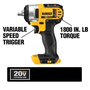 DEWALT 20-Volt MAX Cordless 1/2 in. Impact Wrench Kit with Detent Pin, (1) 20-Volt 3.0Ah Battery & Charger