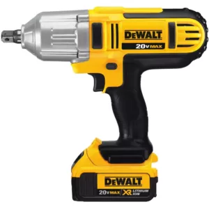 DEWALT 20-Volt MAX Cordless 1/2 in. High Torque Impact Wrench with Detent Pin, (2) 20-Volt 4.0Ah & (1) 20-Volt 5.0Ah Batteries