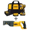 DEWALT 20-Volt MAX XR Cordless Brushless 3/8 in. Compact Impact Wrench, (2) 20-Volt 4.0Ah Batteries & Reciprocating Saw