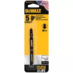 DEWALT 3-5/8 in. 18 TPI T-Shank Medium Metal Cutting Jig Saw Blade (5-Pack)