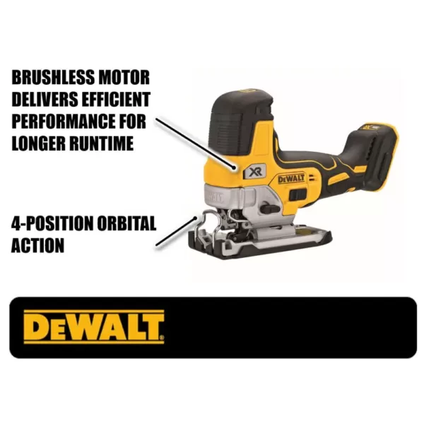 DEWALT 20-Volt MAX XR Cordless Barrel Grip Jigsaw with (2) 20-Volt Batteries 5.0Ah & Charger