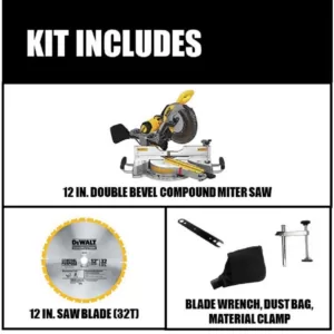 DEWALT 15 Amp Corded 12 in. Double Bevel Sliding Compound Miter Saw, Blade Wrench & Material Clamp