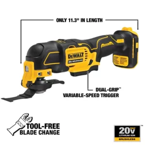 DEWALT ATOMIC 20-Volt MAX Cordless Brushless Oscillating Multi-Tool with (1) 20-Volt Battery 4.0Ah & Charger