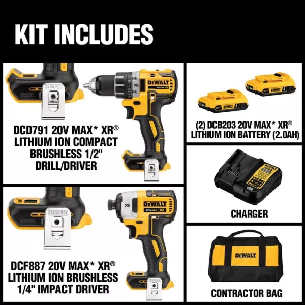 DEWALT 20-Volt MAX Cordless Electrical Cable Cutting Tool with 20-Volt MAX XR Brushless Drill/Impact Combo Kit (2-Tool)