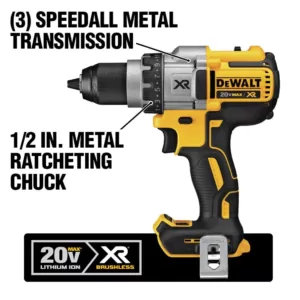 DEWALT 20-Volt MAX XR Cordless Brushless 3-Speed 1/2 in. Drill/Driver (Tool-Only)
