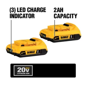 DEWALT 20-Volt MAX Compact Lithium-Ion 2.0Ah Battery Pack (2-Pack) and 4.0Ah Battery (2-Pack)