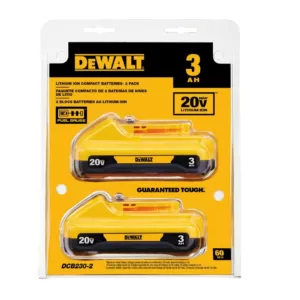 DEWALT 20-Volt MAX Compact Lithium-Ion 3.0Ah Battery Pack (2-Pack)