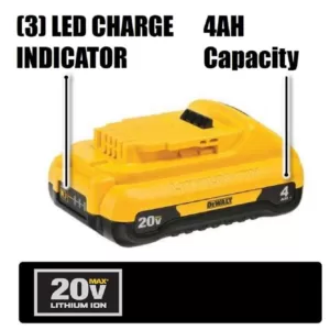 DEWALT 20-Volt MAX Lithium-Ion 4.0 Ah Compact Battery with (1) 20-V Battery 5.0 Ah