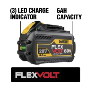 DEWALT FLEXVOLT 20-Volt/60-Volt MAX Lithium-Ion 6.0Ah Battery Pack with 6 Amp Output Charger