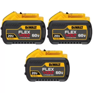 DEWALT FLEXVOLT 20-Volt/60-Volt MAX Lithium-Ion 12.0Ah Battery (3-Pack)
