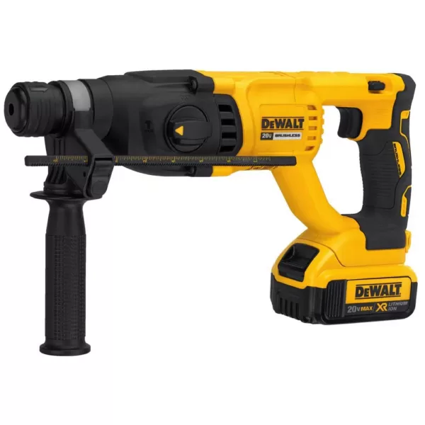 DEWALT 20-Volt MAX Cordless Brushless 1 in. SDS Plus D-Handle Rotary Hammer,(2) 20-Volt 4.0Ah Batteries & 1/2 in. Impact Wrench