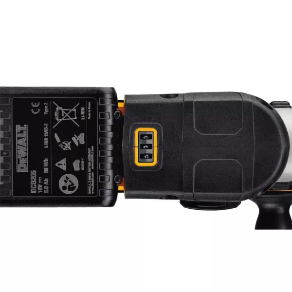 DEWALT 20-Volt MAX XR Brushless 1 in. SDS Plus L-Shape Rotary Hammer, (2) 20-Volt 5.0Ah Batteries & 3/8 in. Impact Wrench