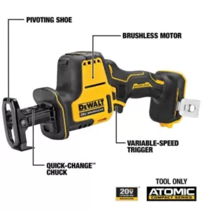 DEWALT ATOMIC 20-Volt MAX Cordless Brushless Combo Kit (4-Tool), 4-1/2 in. Circular Saw, (2) 2.0 Ah Batteries, Charger & Bag