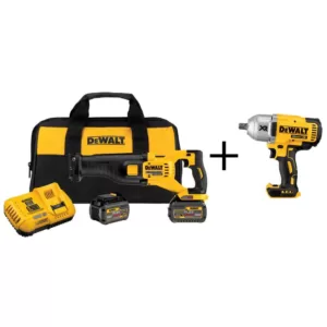 DEWALT FLEXVOLT 60-Volt MAX Lithium-Ion Cordless Brushless Reciprocating Saw with (2) Batteries and Bonus 3/4 in. Impact Wrench