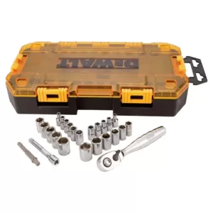 DEWALT 1/4 in. Drive SAE and Metric Ratchet and Socket Set (25-Piece)