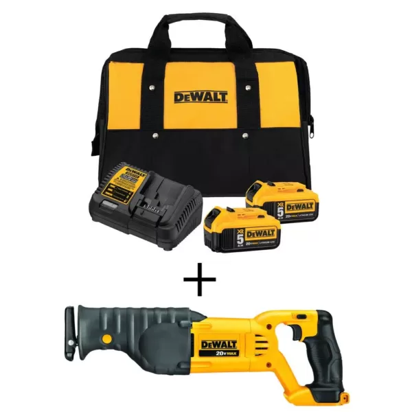 DEWALT 20-Volt MAX Cordless Reciprocating Saw with (2) 20-Volt Batteries 5.0Ah & Charger