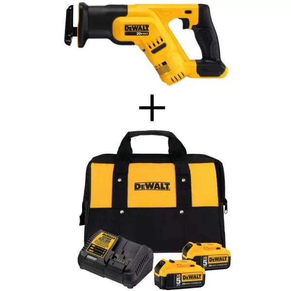 DEWALT 20-Volt MAX Cordless Compact Reciprocating Saw with (2) 20-Volt Battery 5.0Ah & Charger