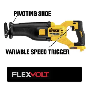 DEWALT FLEXVOLT 60-Volt MAX Cordless Brushless Reciprocating Saw with (1) FLEXVOLT 9.0Ah Battery & Charger