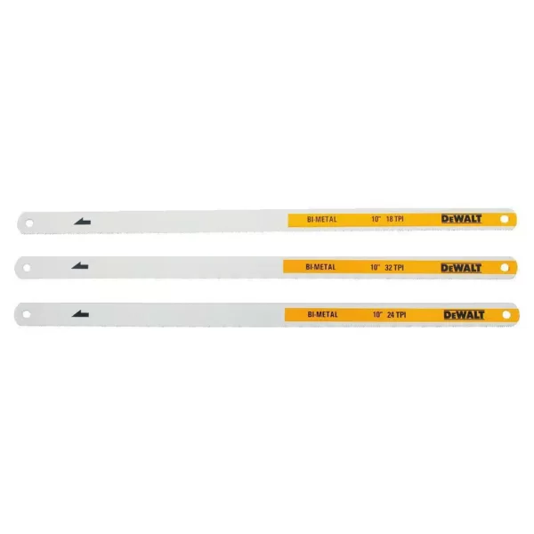 DEWALT 10 in. 18, 24 and 32-TPI Bi-Metal Hacksaw Blade (3-Pack)