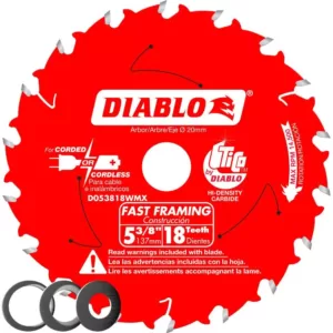 DIABLO 5-3/8 in x 18-Tooth Fast Framing Saw Blade with Bushings