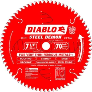 DIABLO 7-1/4 in. x 70-Tooth Steel Demon Ultra Fine Ferrous Metal Cutting Saw Blade