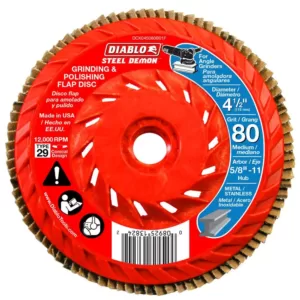 DIABLO 4-1/2 in. 80-Grit Steel Demon Grinding and Polishing Flap Disc with Integrated Speed Hub