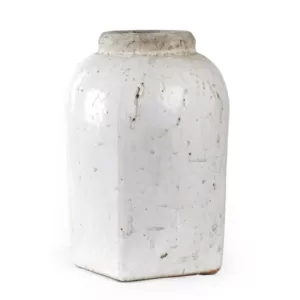 Zentique Stoneware Distressed White Small Decorative Vase