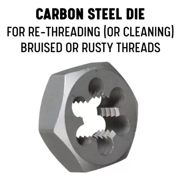 Drill America 3/8 in.-24 Carbon Steel Hex Re-Threading Die