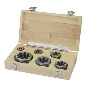 Drill America 1/8 in., 1/4 in., 3/8 in., 1/2 in., 3/4 in. and 1 in. Carbon Steel NPT Pipe Die Set (6-Piece)
