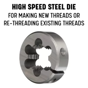 Drill America m10 x 1  x 1 in. O.D. High Speed Steel Round Threading Adjustable Die