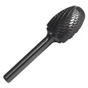 Drill America 1/4 in. x 3/8 in. Oval Solid Carbide Burr Rotary File Bit with 1/4 in. Shank