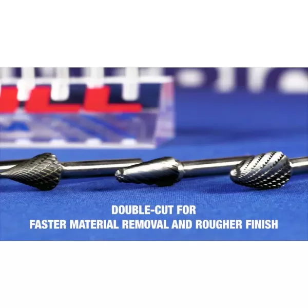 Drill America 1/2 in. x 7/8 in. Oval Solid Carbide Burr Rotary File Bit with 1/4 in. Shank for Aluminum
