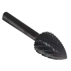 Drill America 1/2 in. x 3/4 in. Tree Pointed End Solid Carbide Burr Rotary File Bit with 1/4 in. Shank