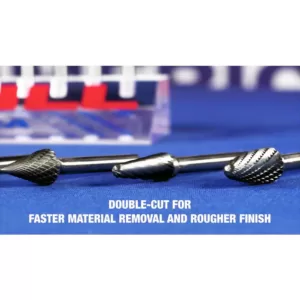 Drill America 1/2 in. x 1 in. Tree Pointed End Solid Carbide Burr Rotary File Bit with 1/4 in. Shank