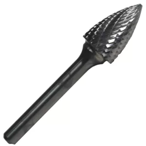 Drill America 3/4 in. x 1 in. Tree Pointed End Solid Carbide Burr Rotary File Bit with 1/4 in. Shank