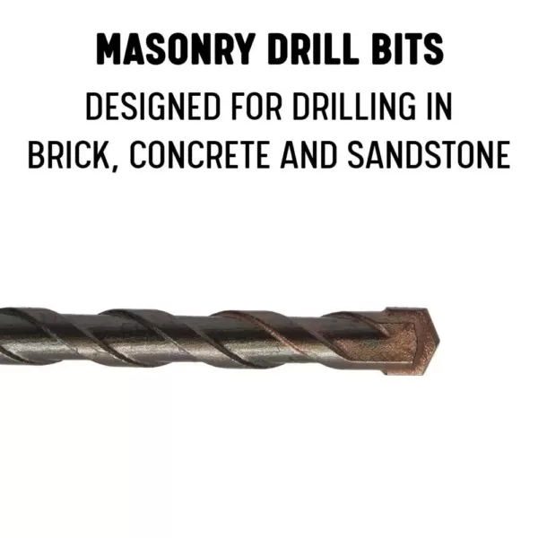 Drill America 1/4 in. - 1/2 in. 5-Piece Carbide Tipped SDS-Plus Masonry Hammer Drill Bit Set