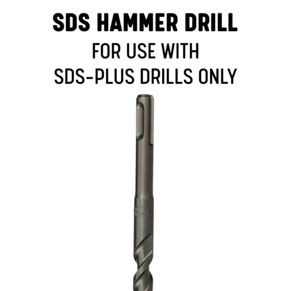 Drill America 1/4 in. - 1/2 in. 5-Piece Carbide Tipped SDS-Plus Masonry Hammer Drill Bit Set