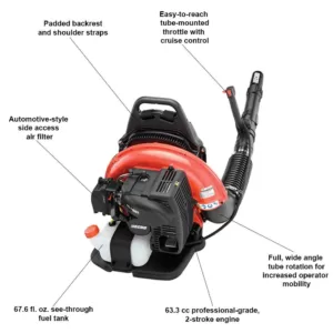 ECHO 233 MPH 651 CFM 63.3cc Gas 2-Stroke Cycle Backpack Leaf Blower with Tube Throttle