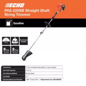 ECHO 21.2 cc 17 in. Gas 2-Stroke Cycle PAS Straight Shaft Trimmer