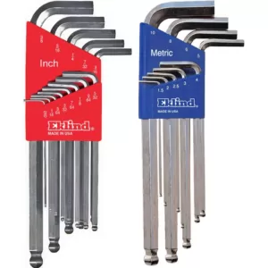 Eklind Combination Bright-Ball-Hex-L Key Set Sizes0.050 in. to 3/8 in. and Size 1.5 mm to 10 mm (22-Piece)